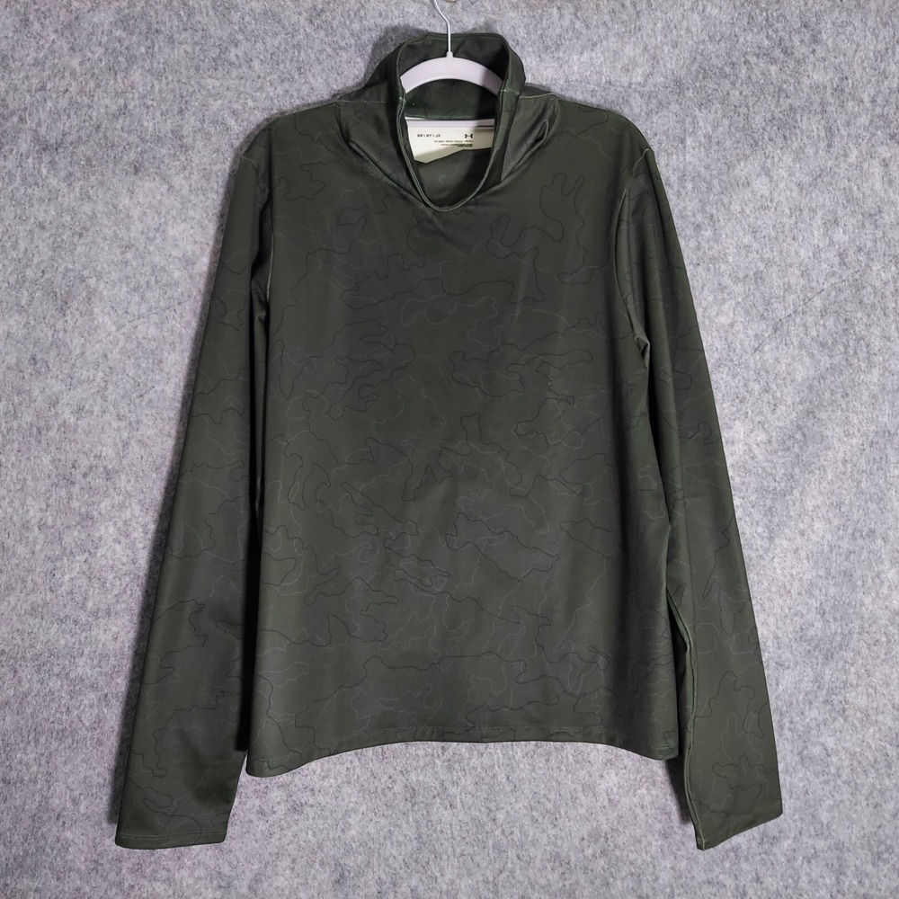 Under Armour Women Sweatshirt XL Olive ColdGear Funnel Neck Camo Performance
